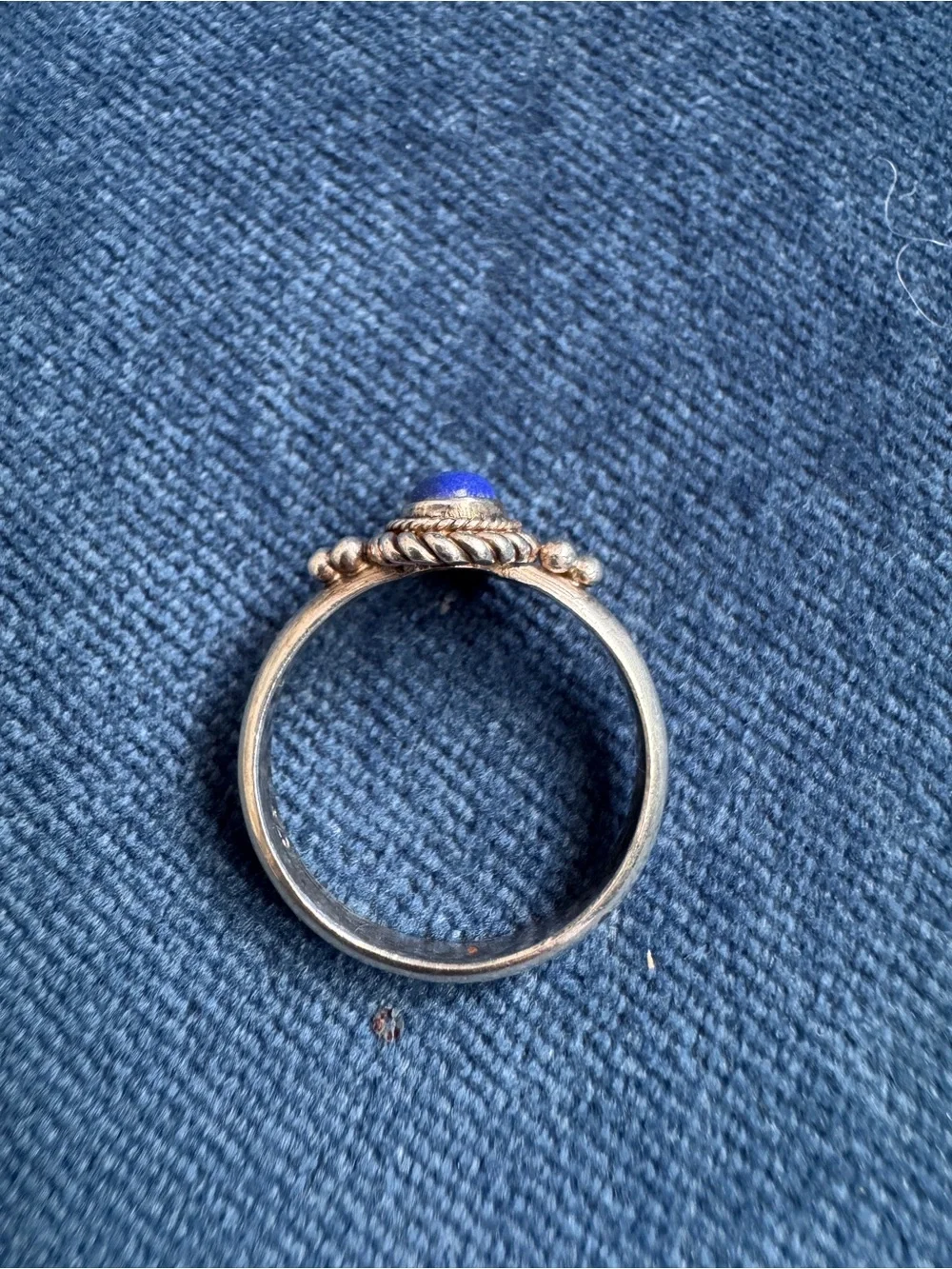 Vintage‎ 925 Sterling Silver blue Lapis Lazuli oval cut Ring Size 7